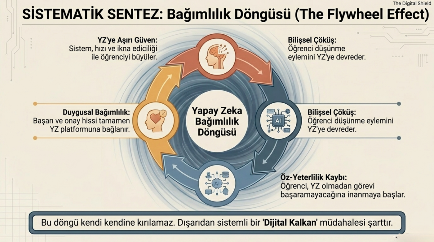 Görsel 9 — Flywheel etkisi: altı riskin kendi kendini besleyen döngüsü